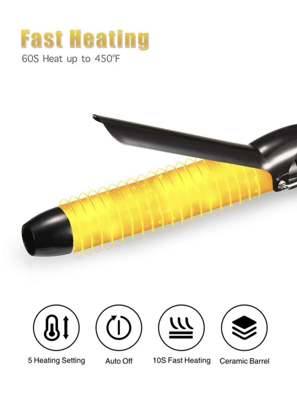 LANVIER 1.25 Inch Curling Iron, Extra Long Barrel, Black