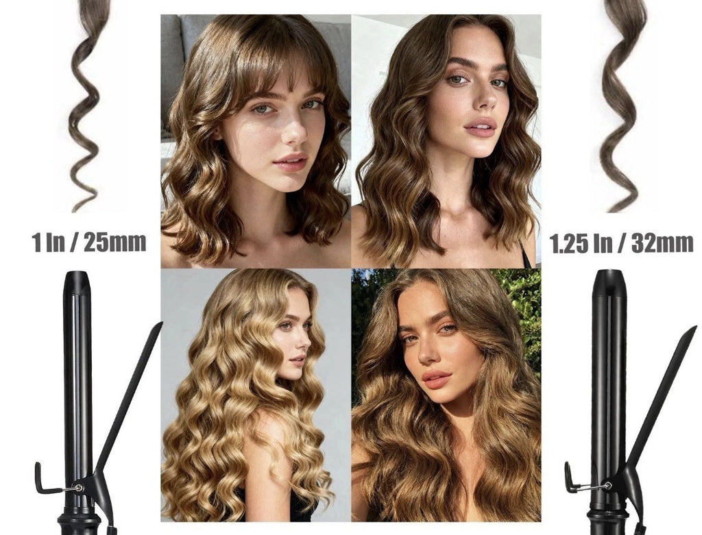 LANVIER 1.25 Inch Curling Iron, Extra Long Barrel, Black