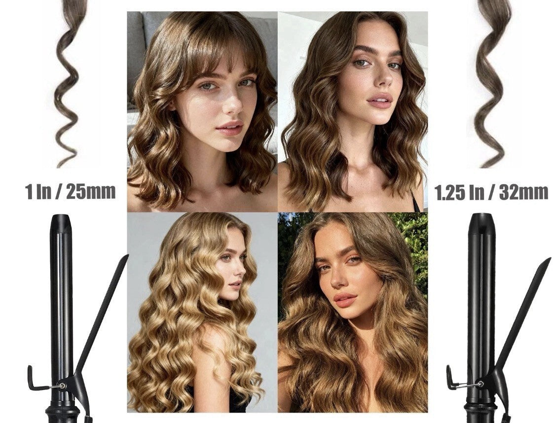 LANVIER 1.25 Inch Curling Iron, Extra Long Barrel, Black