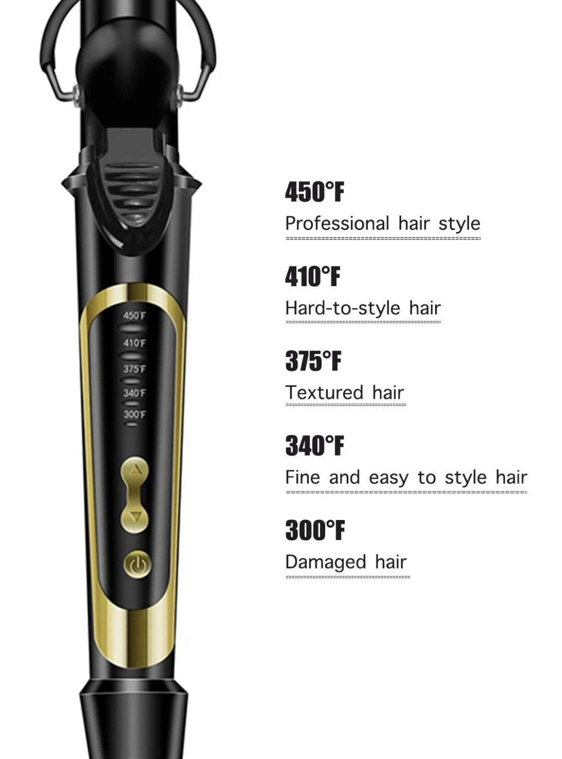LANVIER 1.25 Inch Curling Iron, Extra Long Barrel, Black