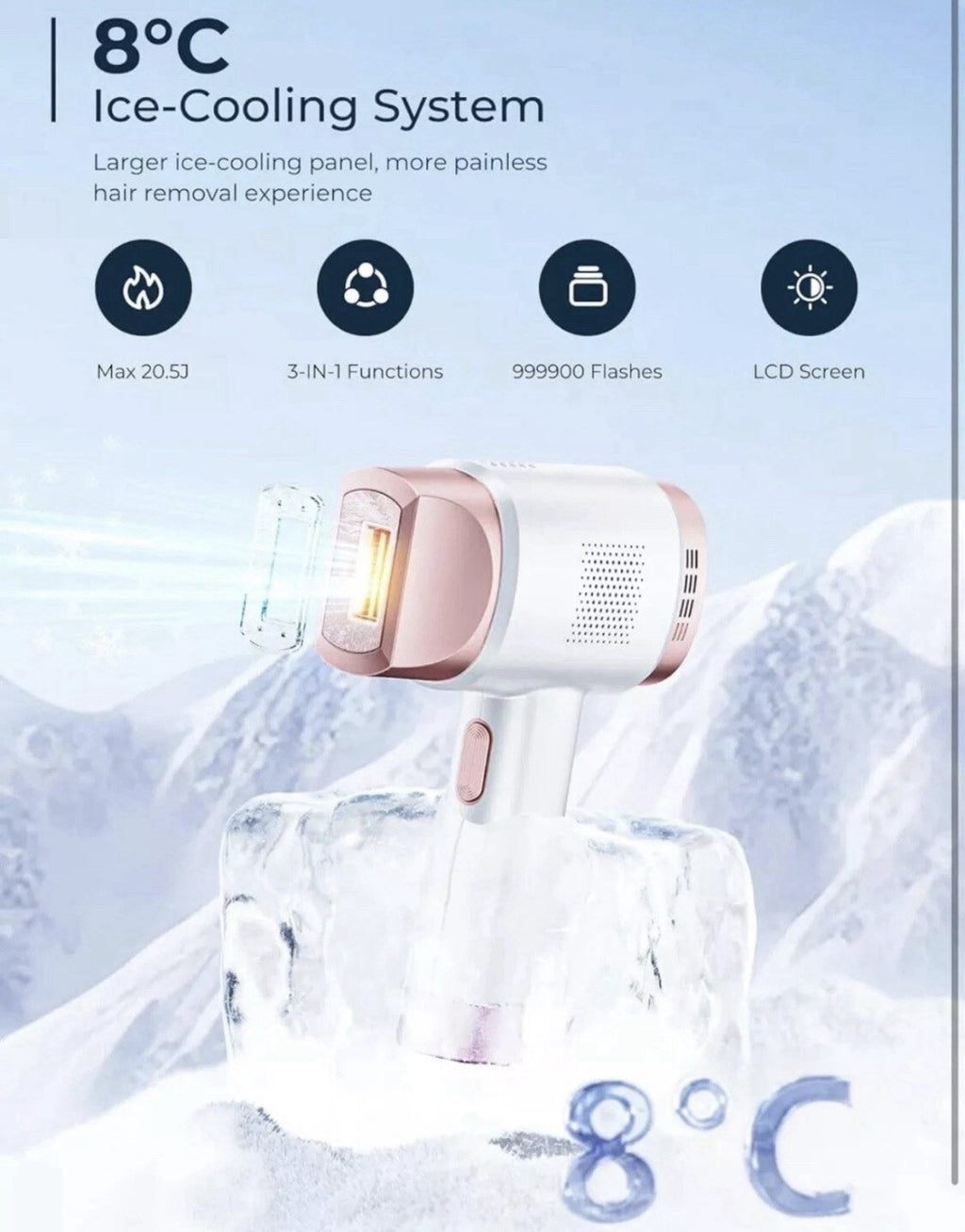 Laser Hair Removal for Women & Men IPL Ice-Cooling System