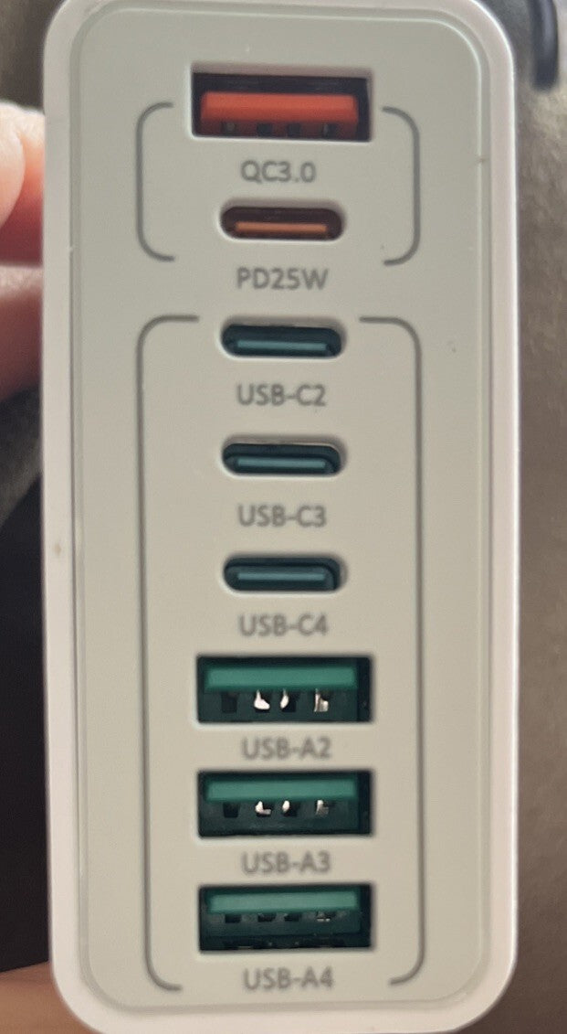 8 Port Quick Charger 4 USB & 4 PD Fast Charging Adaptor. White NIB