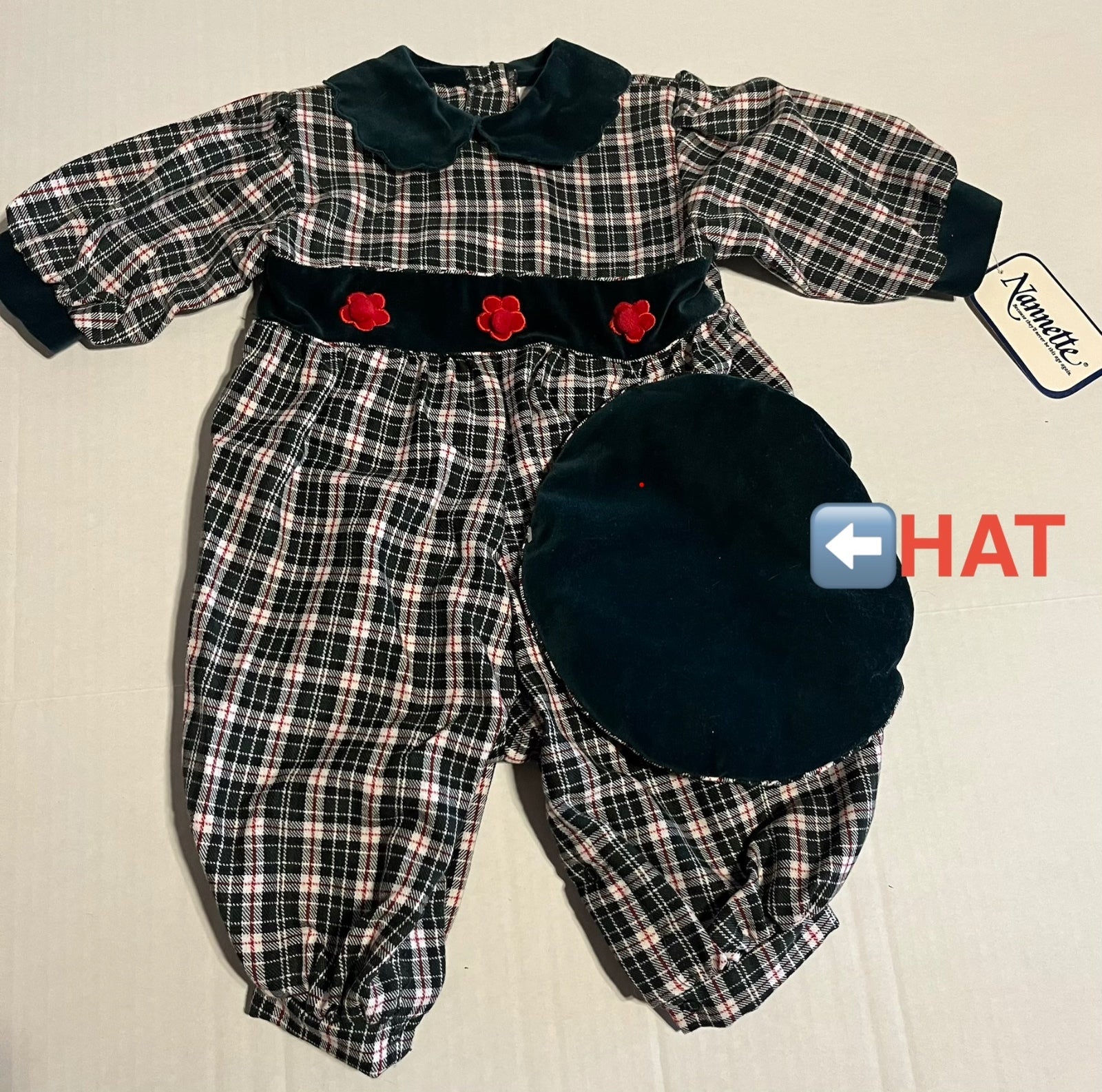 Namaste baby jumpsuit with hat 6/9 Mos NWT