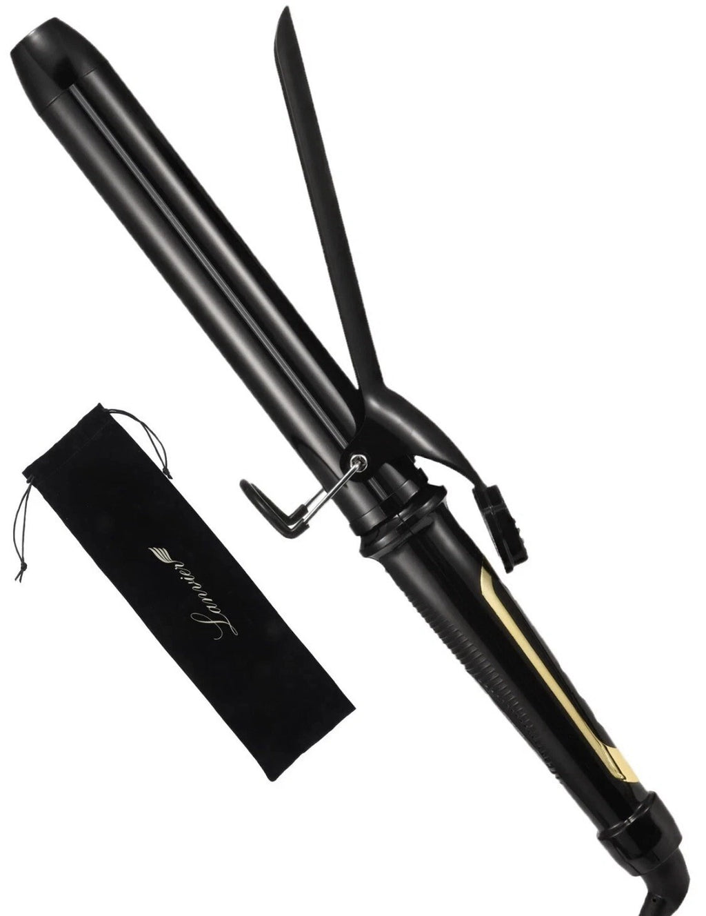 LANVIER 1.25 Inch Curling Iron, Extra Long Barrel, Black