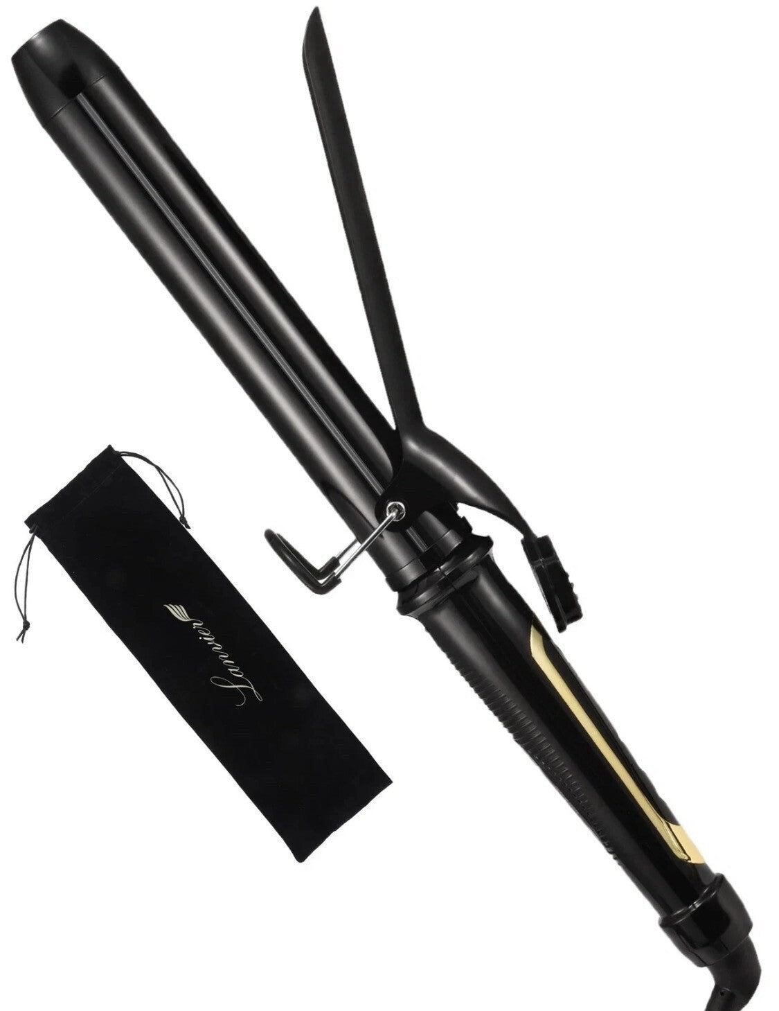 LANVIER 1.25 Inch Curling Iron, Extra Long Barrel, Black