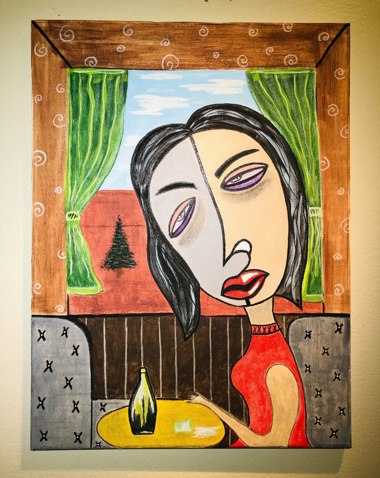 Drunk Lady on a Train - Acrylic on Stretched Canvas by JDouglas (Original)